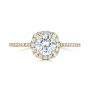 18k Yellow Gold 18k Yellow Gold Custom Diamond Halo Engagement Ring - Top View -  102317 - Thumbnail