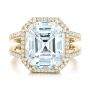 18k Yellow Gold 18k Yellow Gold Custom Diamond Halo Engagement Ring - Top View -  102368 - Thumbnail