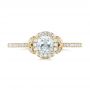 18k Yellow Gold 18k Yellow Gold Custom Diamond Halo Engagement Ring - Top View -  102420 - Thumbnail