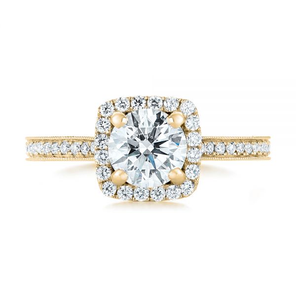 14k Yellow Gold 14k Yellow Gold Custom Diamond Halo Engagement Ring - Top View - 102422