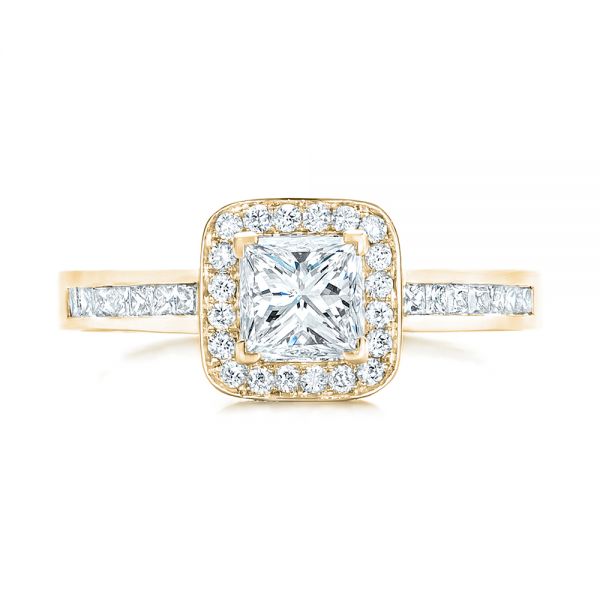 14k Yellow Gold 14k Yellow Gold Custom Diamond Halo Engagement Ring - Top View - 102437