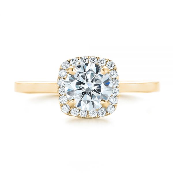 18k Yellow Gold 18k Yellow Gold Custom Diamond Halo Engagement Ring - Top View -  102460