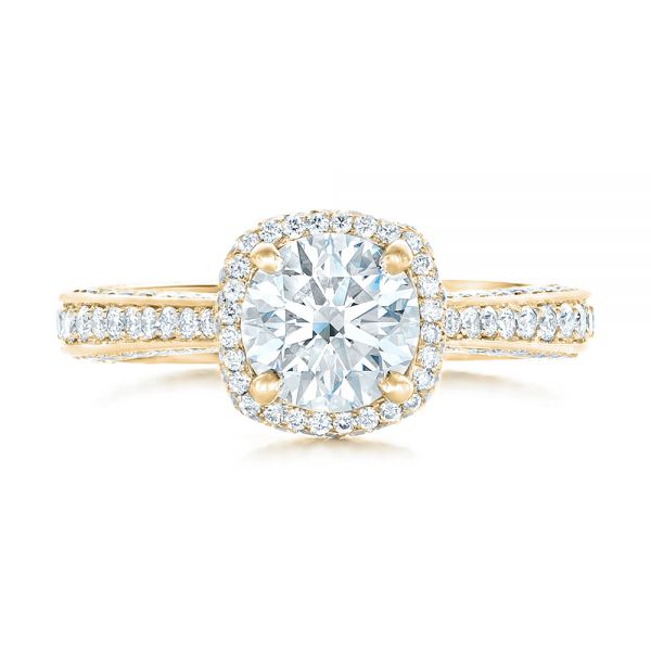 18k Yellow Gold 18k Yellow Gold Custom Diamond Halo Engagement Ring - Top View -  102468