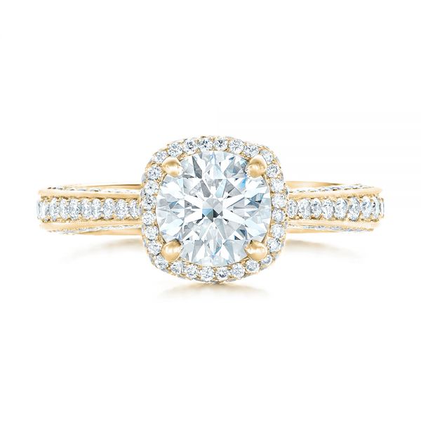 14k Yellow Gold 14k Yellow Gold Custom Diamond Halo Engagement Ring - Top View - 102468
