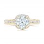 18k Yellow Gold 18k Yellow Gold Custom Diamond Halo Engagement Ring - Top View -  102468 - Thumbnail