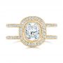 18k Yellow Gold 18k Yellow Gold Custom Diamond Halo Engagement Ring - Top View -  102542 - Thumbnail
