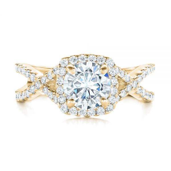 14k Yellow Gold 14k Yellow Gold Custom Diamond Halo Engagement Ring - Top View -  102748