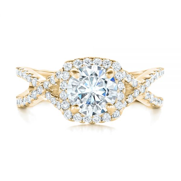 18k Yellow Gold 18k Yellow Gold Custom Diamond Halo Engagement Ring - Top View - 102748