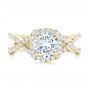 18k Yellow Gold 18k Yellow Gold Custom Diamond Halo Engagement Ring - Top View -  102748 - Thumbnail