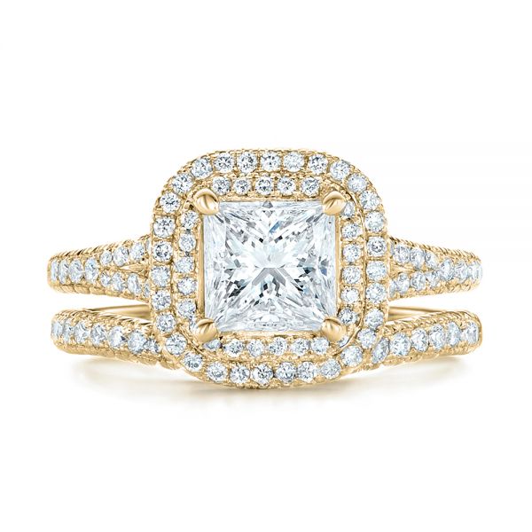 14k Yellow Gold 14k Yellow Gold Custom Diamond Halo Engagement Ring - Top View -  102771
