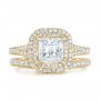 14k Yellow Gold 14k Yellow Gold Custom Diamond Halo Engagement Ring - Top View -  102771 - Thumbnail