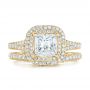 14k Yellow Gold 14k Yellow Gold Custom Diamond Halo Engagement Ring - Top View -  102771 - Thumbnail