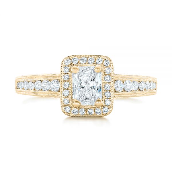 14k Yellow Gold 14k Yellow Gold Custom Diamond Halo Engagement Ring - Top View - 102813