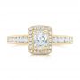 18k Yellow Gold 18k Yellow Gold Custom Diamond Halo Engagement Ring - Top View -  102813 - Thumbnail