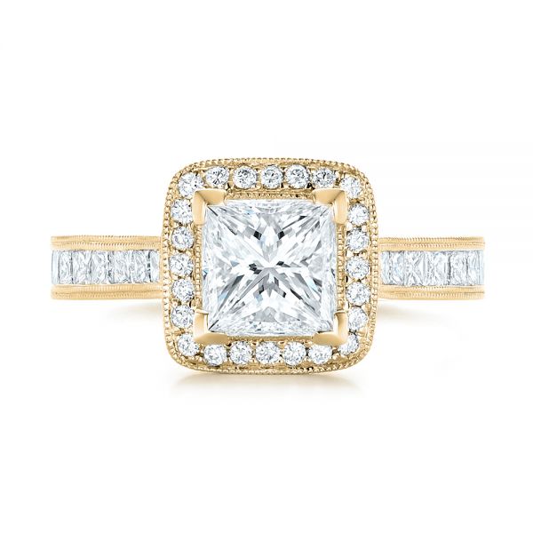 14k Yellow Gold 14k Yellow Gold Custom Diamond Halo Engagement Ring - Top View -  102882