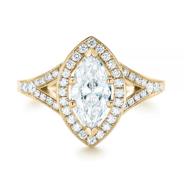 18k Yellow Gold 18k Yellow Gold Custom Diamond Halo Engagement Ring - Top View -  102910