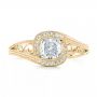 18k Yellow Gold 18k Yellow Gold Custom Diamond Halo Engagement Ring - Top View -  102936 - Thumbnail