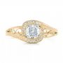 18k Yellow Gold 18k Yellow Gold Custom Diamond Halo Engagement Ring - Top View -  102936 - Thumbnail