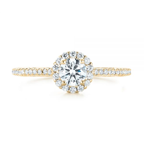 18k Yellow Gold 18k Yellow Gold Custom Diamond Halo Engagement Ring - Top View -  102990