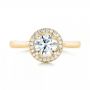 18k Yellow Gold 18k Yellow Gold Custom Diamond Halo Engagement Ring - Top View -  103002 - Thumbnail