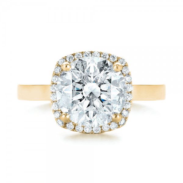 18k Yellow Gold 18k Yellow Gold Custom Diamond Halo Engagement Ring - Top View - 103005