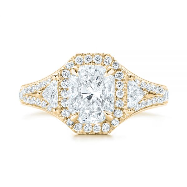14k Yellow Gold 14k Yellow Gold Custom Diamond Halo Engagement Ring - Top View -  103157