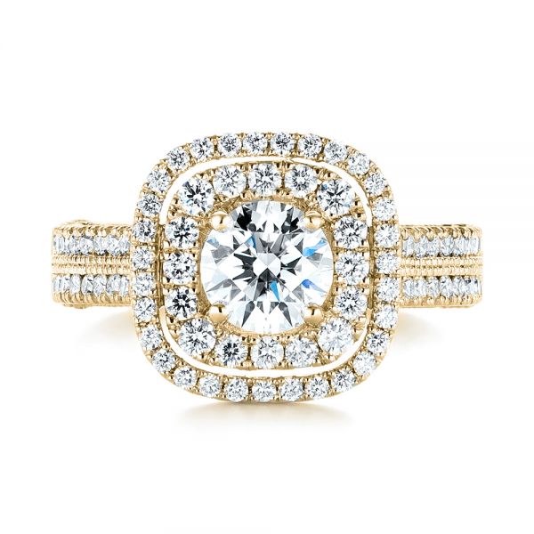 14k Yellow Gold 14k Yellow Gold Custom Diamond Halo Engagement Ring - Top View -  103223