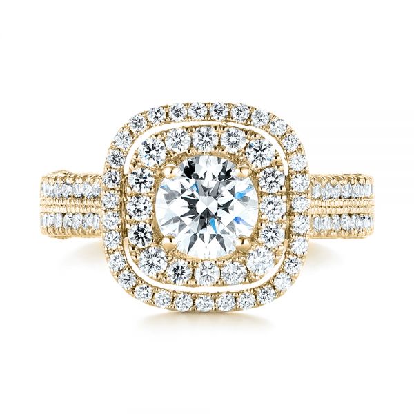14k Yellow Gold 14k Yellow Gold Custom Diamond Halo Engagement Ring - Top View - 103223