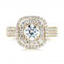 14k Yellow Gold 14k Yellow Gold Custom Diamond Halo Engagement Ring - Top View -  103223 - Thumbnail