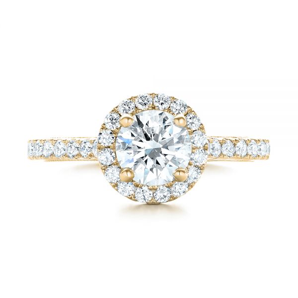 14k Yellow Gold 14k Yellow Gold Custom Diamond Halo Engagement Ring - Top View -  103268