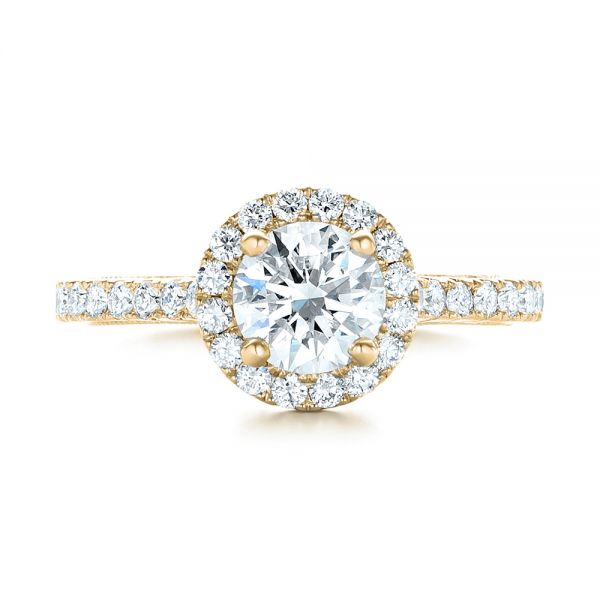 14k Yellow Gold 14k Yellow Gold Custom Diamond Halo Engagement Ring - Top View - 103268