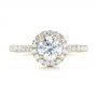 18k Yellow Gold 18k Yellow Gold Custom Diamond Halo Engagement Ring - Top View -  103268 - Thumbnail
