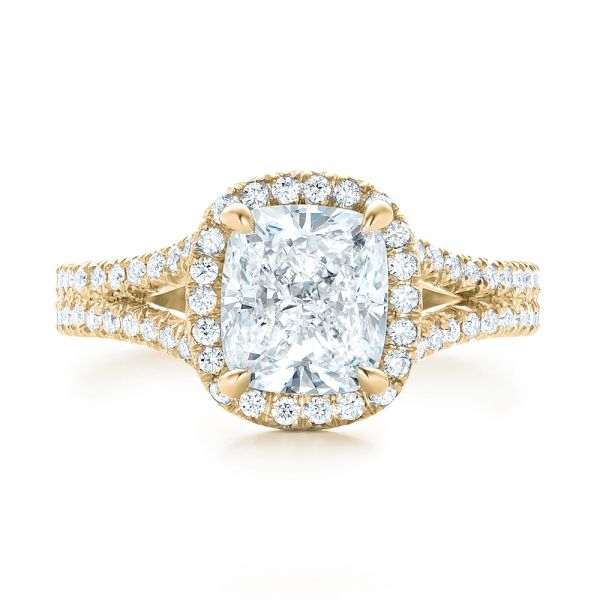 14k Yellow Gold 14k Yellow Gold Custom Diamond Halo Engagement Ring - Top View -  103353