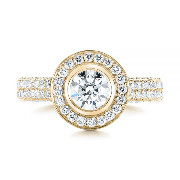14k Yellow Gold 14k Yellow Gold Custom Diamond Halo Engagement Ring - Top View -  103394