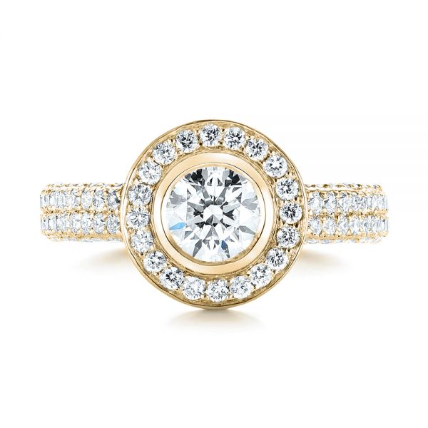 14k Yellow Gold 14k Yellow Gold Custom Diamond Halo Engagement Ring - Top View - 103394