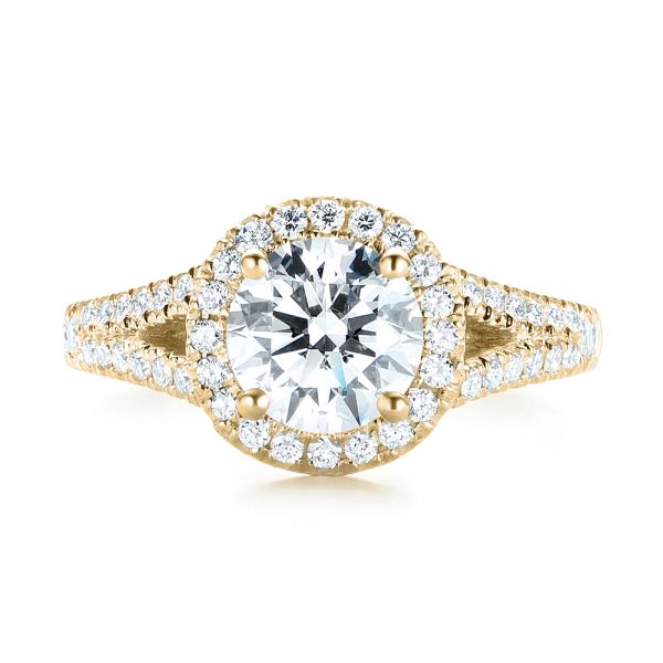 14k Yellow Gold 14k Yellow Gold Custom Diamond Halo Engagement Ring - Top View -  103427