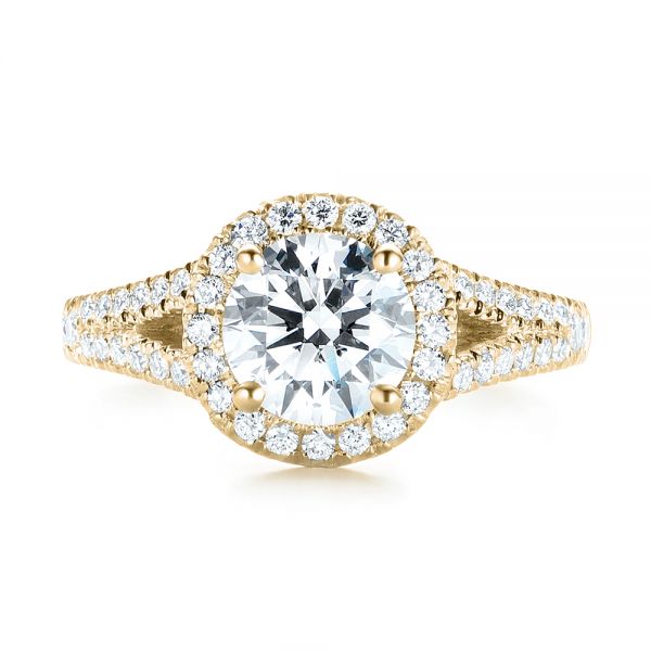 18k Yellow Gold 18k Yellow Gold Custom Diamond Halo Engagement Ring - Top View - 103427