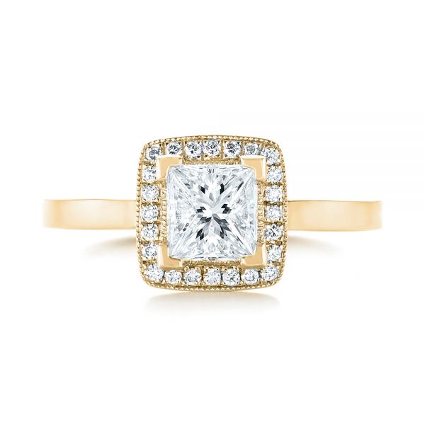 14k Yellow Gold 14k Yellow Gold Custom Diamond Halo Engagement Ring - Top View -  103515