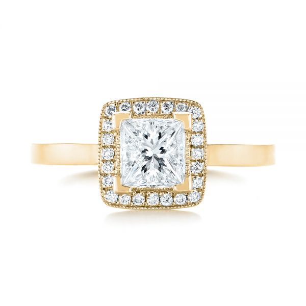 14k Yellow Gold 14k Yellow Gold Custom Diamond Halo Engagement Ring - Top View - 103515