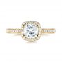 18k Yellow Gold 18k Yellow Gold Custom Diamond Halo Engagement Ring - Top View -  103535 - Thumbnail