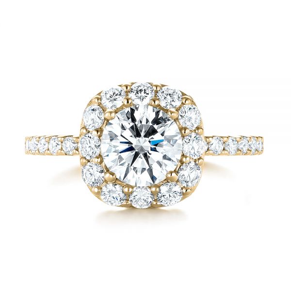 14k Yellow Gold 14k Yellow Gold Custom Diamond Halo Engagement Ring - Top View - 103588