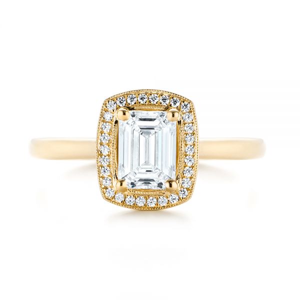18k Yellow Gold 18k Yellow Gold Custom Diamond Halo Engagement Ring - Top View -  103914