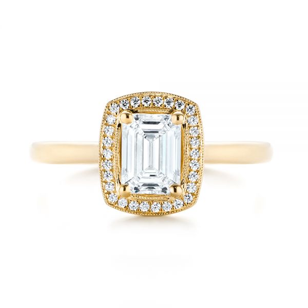 18k Yellow Gold 18k Yellow Gold Custom Diamond Halo Engagement Ring - Top View - 103914