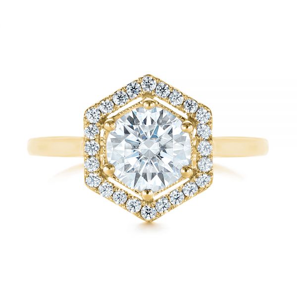 14k Yellow Gold 14k Yellow Gold Custom Diamond Halo Engagement Ring - Top View -  103992