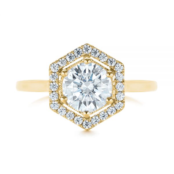 14k Yellow Gold 14k Yellow Gold Custom Diamond Halo Engagement Ring - Top View - 103992