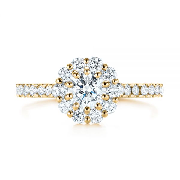 14k Yellow Gold 14k Yellow Gold Custom Diamond Halo Engagement Ring - Top View - 104064