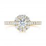 14k Yellow Gold 14k Yellow Gold Custom Diamond Halo Engagement Ring - Top View -  104064 - Thumbnail
