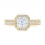 14k Yellow Gold 14k Yellow Gold Custom Diamond Halo Engagement Ring - Top View -  104070 - Thumbnail