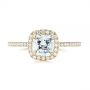 18k Yellow Gold 18k Yellow Gold Custom Diamond Halo Engagement Ring - Top View -  104686 - Thumbnail