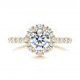 18k Yellow Gold 18k Yellow Gold Custom Diamond Halo Engagement Ring - Top View -  106108 - Thumbnail